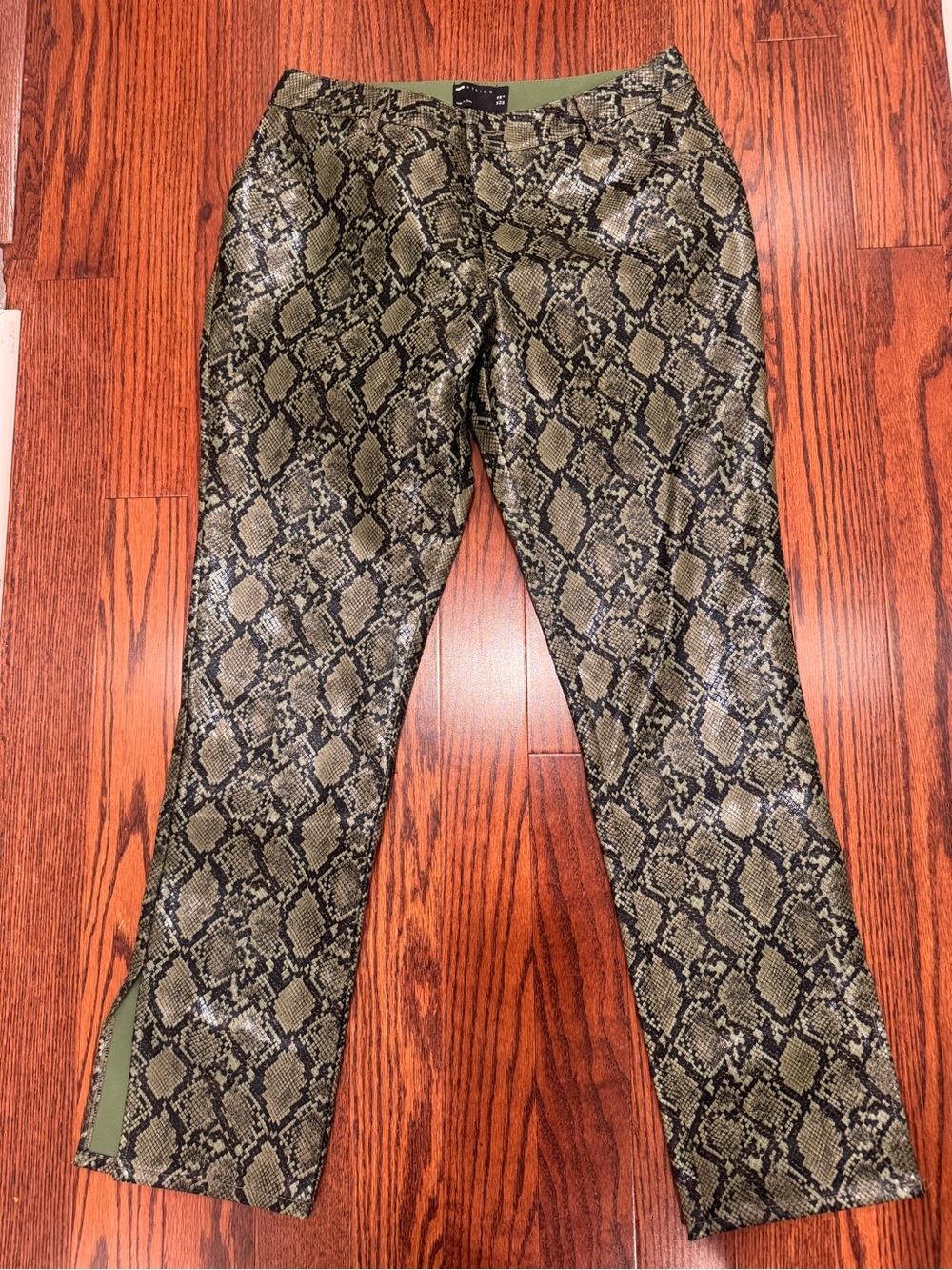 Snake Skin Pattern Olive Green Pants